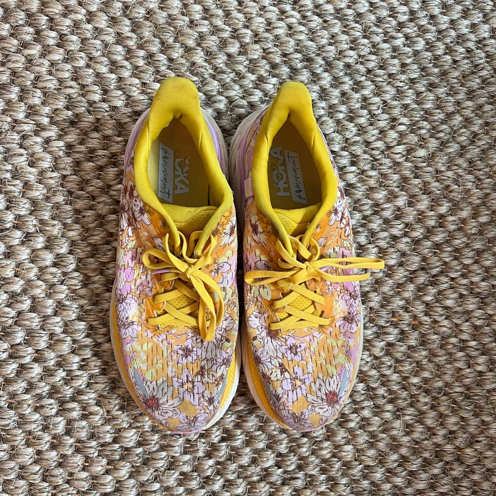 Hoka Multicolor Floral Sneakers with Yellow Accents